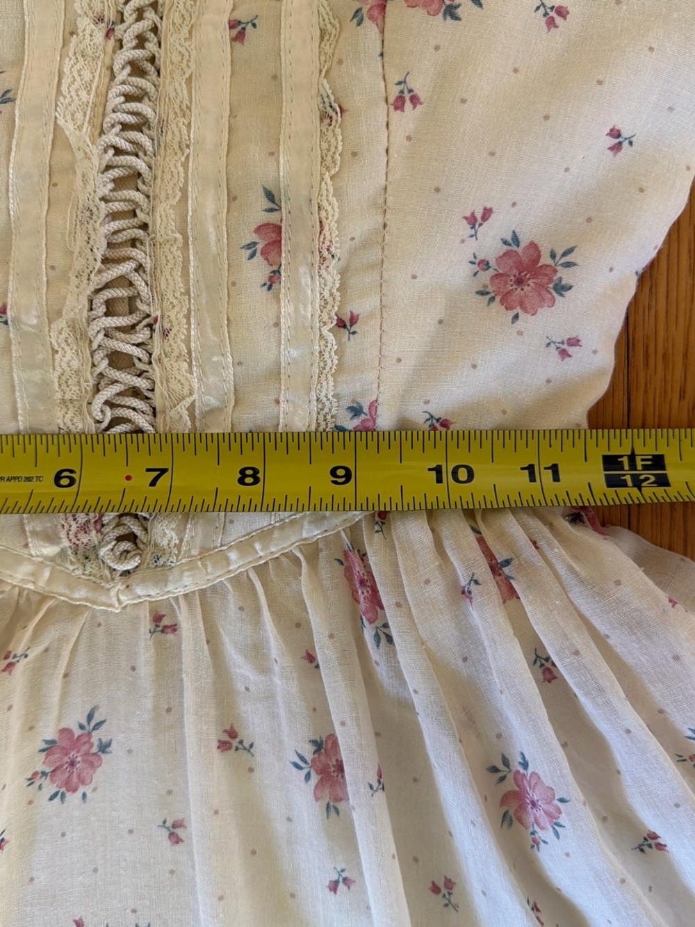 Gunne Sax Cream Dress with Pink Floral Print - Picture 4 of 5